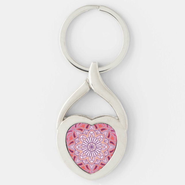Porte-clés mandala rose mignon (Devant)
