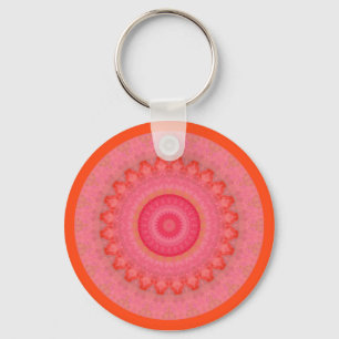 Porte-clés Mandala rose, orange et jaune