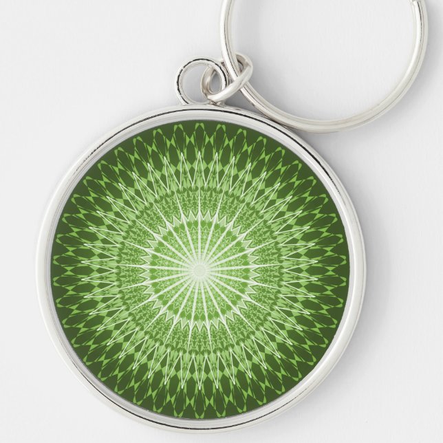 Porte-clés Mandala vert olive (Devant)