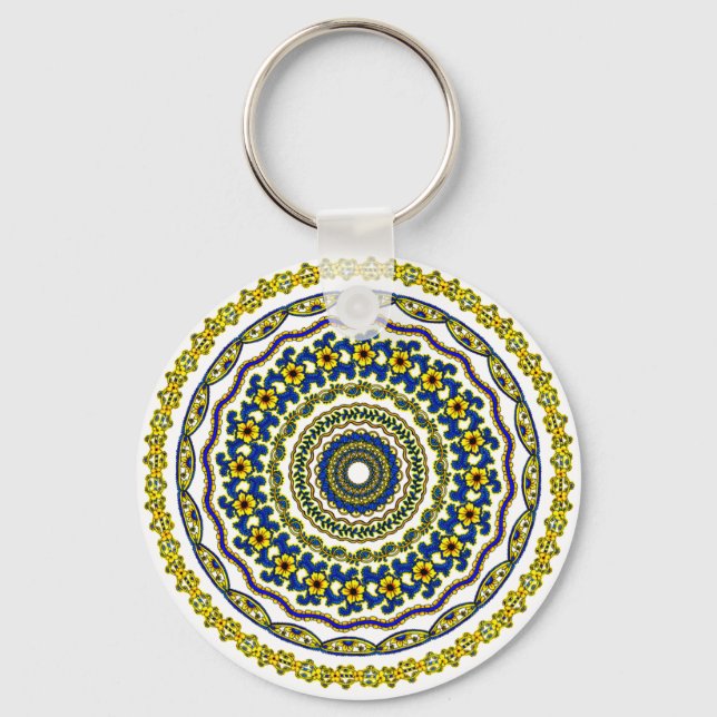 Porte-clés mandala zen de méditation artistique (Recto)