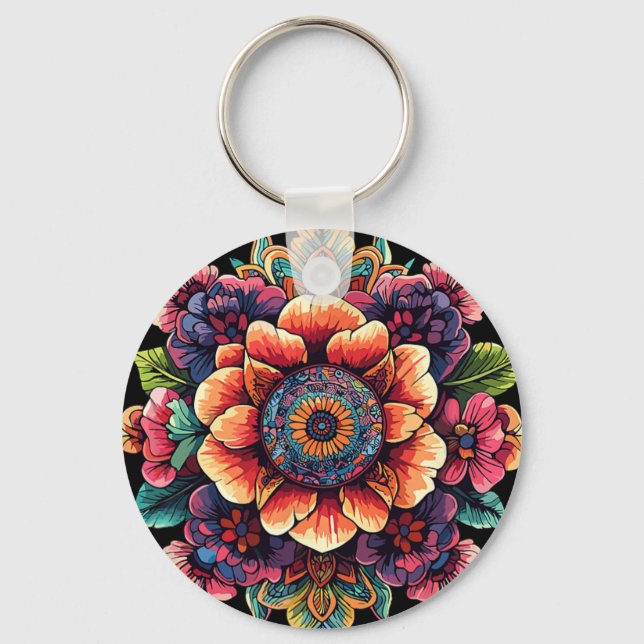 Porte-clés Mandalas de lotus sacré Fleur méditative  (Recto)