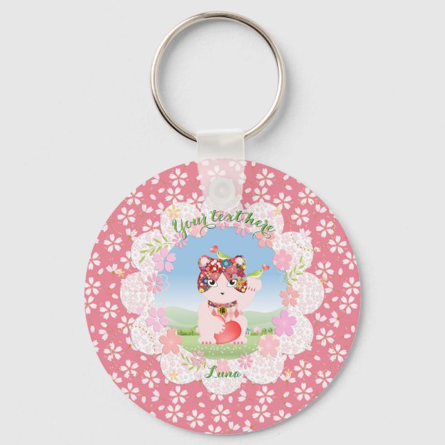 Porte-clés Maneki Neko Lucky Luna Round (Recto)