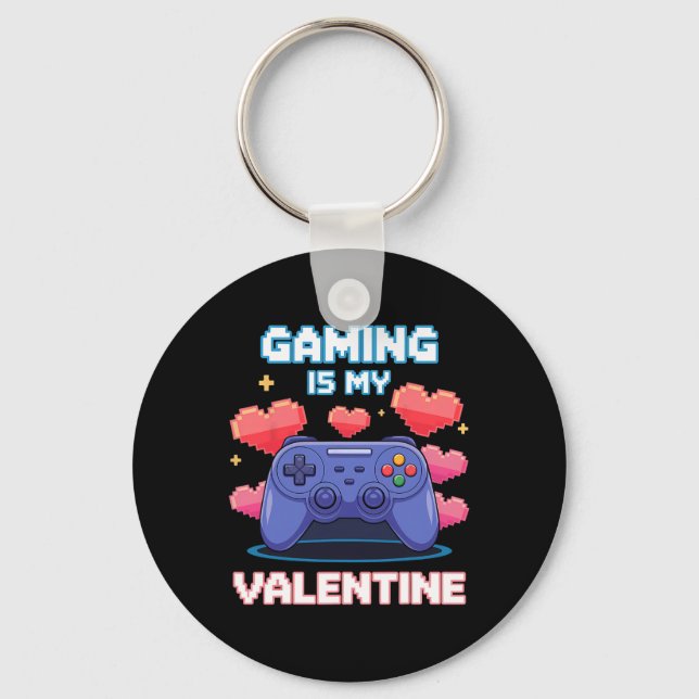 Porte-clés Manette de jeu vidéo Pixel Hearts pour la Saint-Va (Recto)