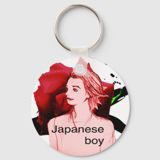 Porte-clés MANGA garçon fleur rose