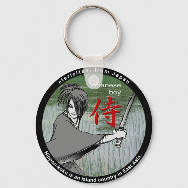Porte-clés MANGA garçon rose SAMURAI (Recto)