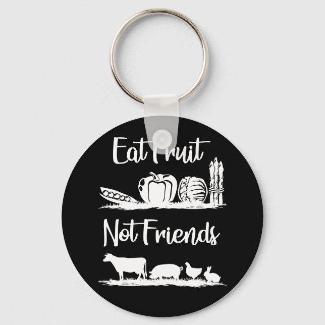 Porte-clés Mange Fruit Pas Amis Mignonne Vegan (Recto)