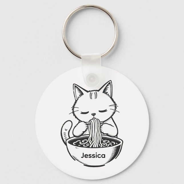 Porte-clés Manger des nouilles Ramen - Nom personn (Recto)