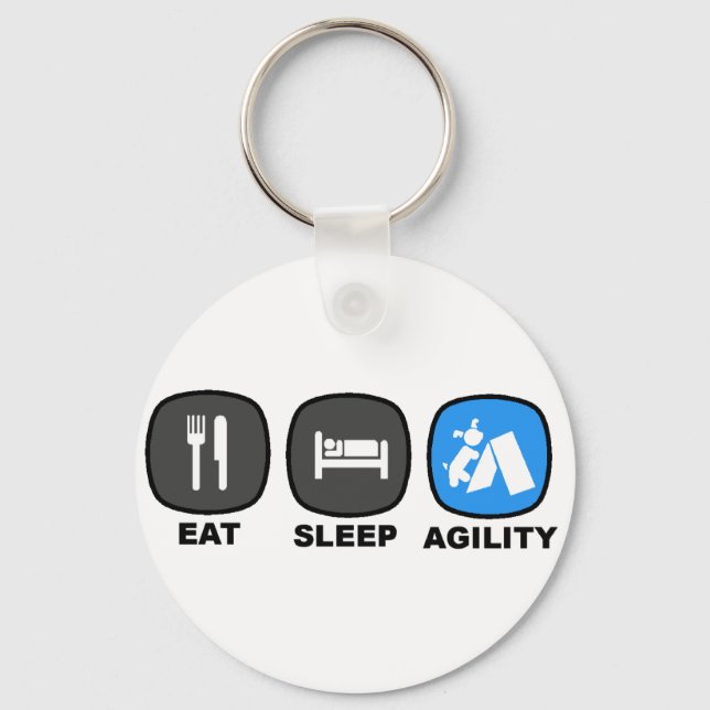 Porte-clés Manger. Dormir. Agilité. Bleu. (Recto)
