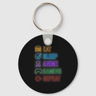 Porte-clés Manger Dormir Anime Jeux Répéter Gamer Hommes Adol