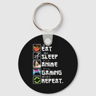 Porte-clés Manger Dormir Anime Jeux Répéter Joueur Hommes Ado