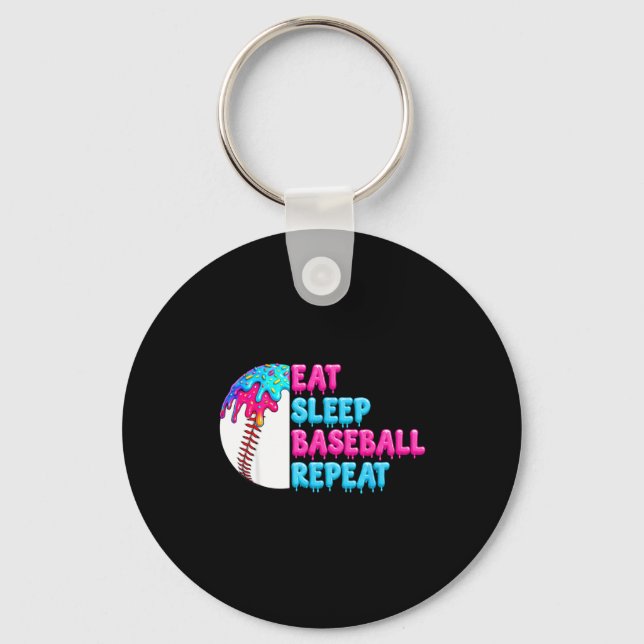 Porte-clés Manger dormir baseball répéter drôles garçons base (Recto)