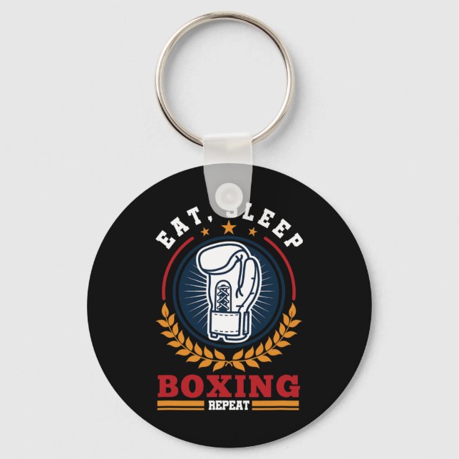 Porte-clés Manger Dormir Boxe Répéter Mma Kickboxing Boxeur  (Recto)