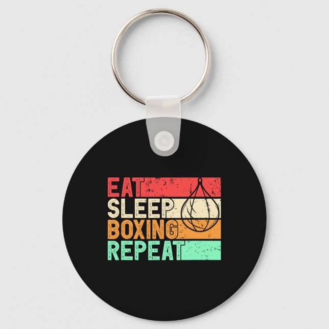 Porte-clés Manger Dormir Boxe Répéter Rétro Combattant Mma Ki (Recto)
