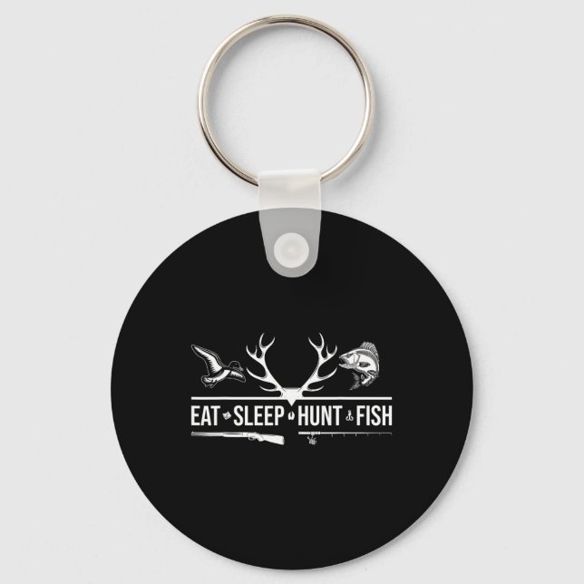 Porte-clés Manger Dormir Chasser Pêcher Drôle Chasse Pêche Gr (Recto)
