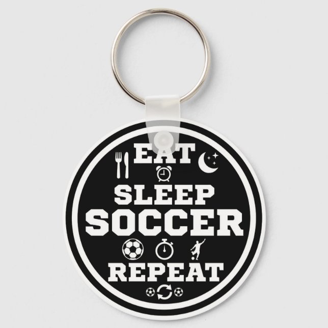 Porte-clés Manger Dormir Football Répéter Citation (Recto)