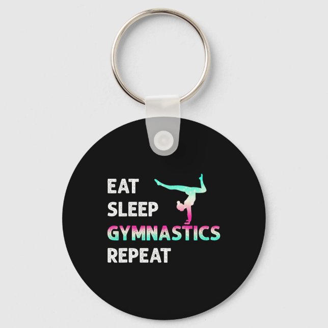Porte-clés Manger Dormir Gymnastique Répéter Fille Femmes Drô (Recto)