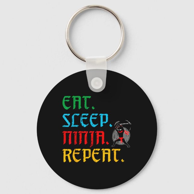 Porte-clés Manger Dormir Ninja Répéter Drôle Arts Martiaux Fa (Recto)
