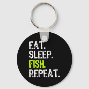 Porte-clés Manger Dormir Poisson Répéter Pêche Pêcheur Drôle 