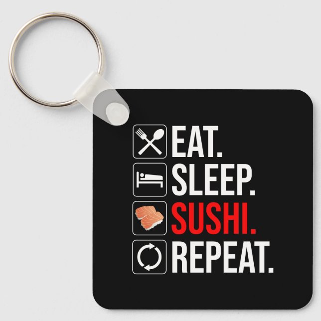 Porte-clés Manger. Dormir. Sushi. Répéter (Recto)