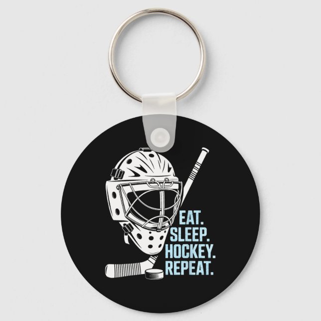 Porte-clés Manger Sommeil Hockey Répéter Masque de Hockey Bât (Recto)