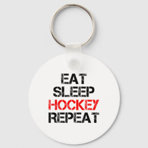 Porte-clés Manger Sommeil Hockey Répéter Patinage Sur Champ D