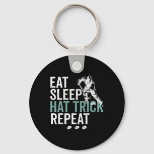 Porte-clés Manger Sommeil Tour de Chapeau Répéter Cool Puck d
