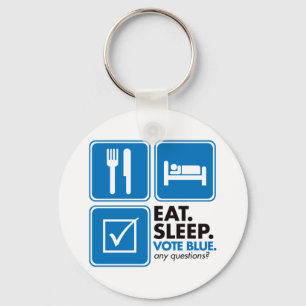 Porte-clés Mangez le bleu de vote de sommeil