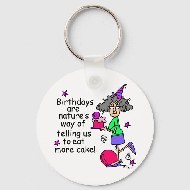 Porte-clés Mangez plus de gâteau Humour d'anniversaire (Recto)