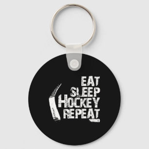Porte-clés Mangez Sleep Ice Hockey Répéter Cadeau Vintage