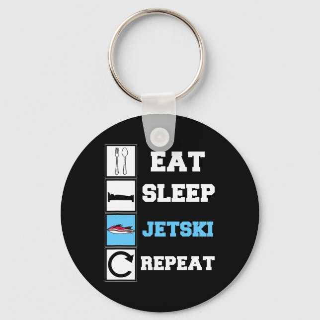Porte-clés Mangez Sleep Jetski Répéter Funny Jet Ski (Recto)