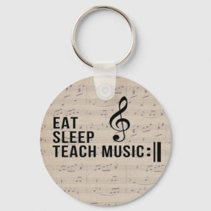 Porte-clés Mangez Sleep Teach Music Répéter Musique Humour