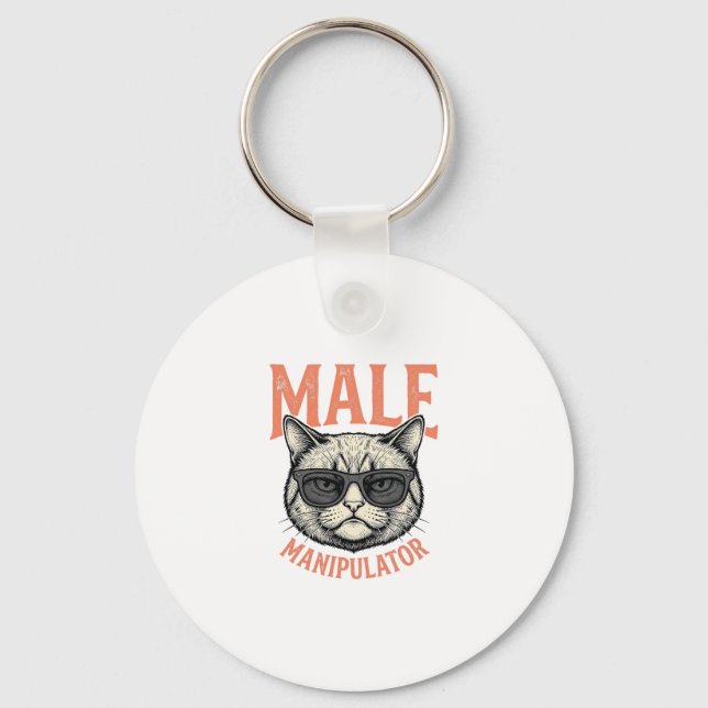 Porte-clés Manipulateur Masculin Lunettes de Soleil Chat Drôl (Recto)