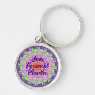 Porte-clés Mantra Mandala violet, vert et orange