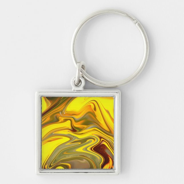 Porte-clés Marble Waves Yellow Digital Paper-55448 (Devant)