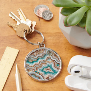 Porte-clés Marbre Aqua Turquoise Blush Rose Gold