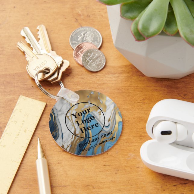 Porte-clés Marbre bleu or et blanc (Bureau)