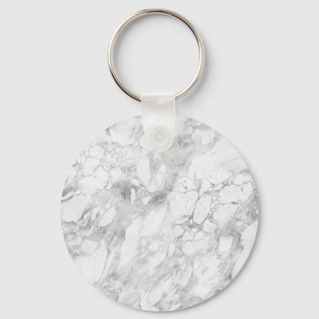 Porte-clés Marbre Gris Blanc Élégance Classique Brillance (Recto)