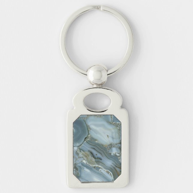 Porte-clés Marbre gris bleu avec Veine or (Devant)
