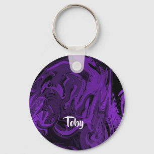 Porte-clés Marbre violet et noir poli