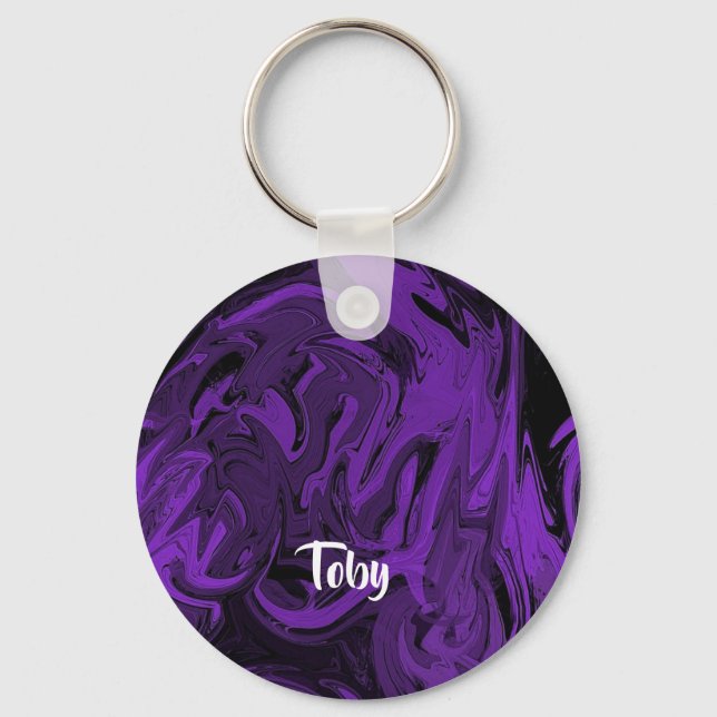 Porte-clés Marbre violet et noir poli (Recto)