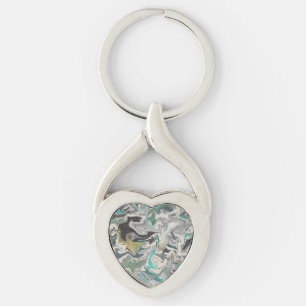 Porte-clés Marbrure de pierre avec cœur de veines de turquois