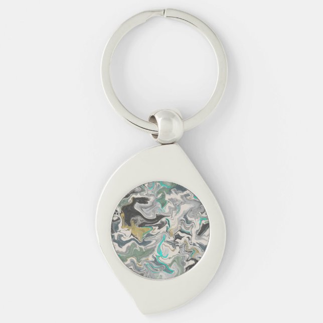 Porte-clés Marbrure de pierre avec tourbillons de veines de t (Devant)