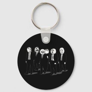 Porte-clés marche comique de visages de meme de rage