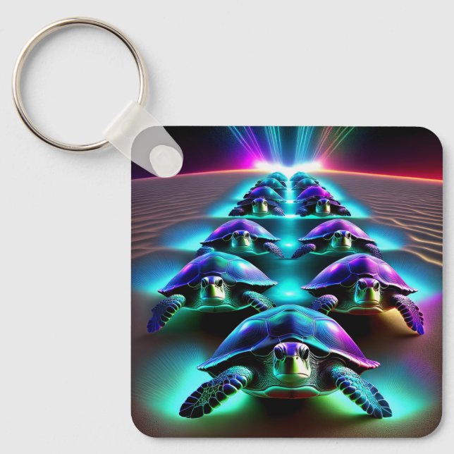 Porte-clés Marche Des Tortues Néon (Recto)