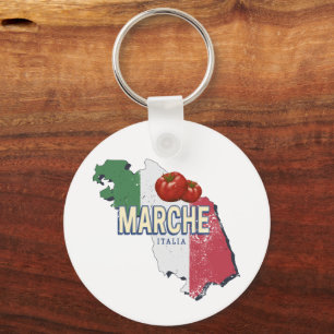 Porte-clés Marche Italie Région Rétro Carte Souvenir Vintage