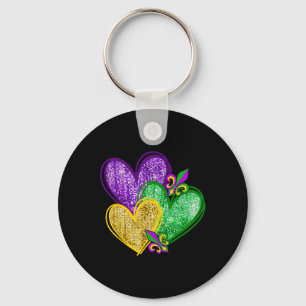 Porte-clés Mardi Gras Coeur Fleur de lis Symbole Carnaval Hom