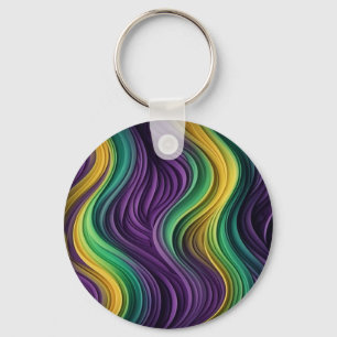 Porte-clés Mardi Gras coloré à motif vague