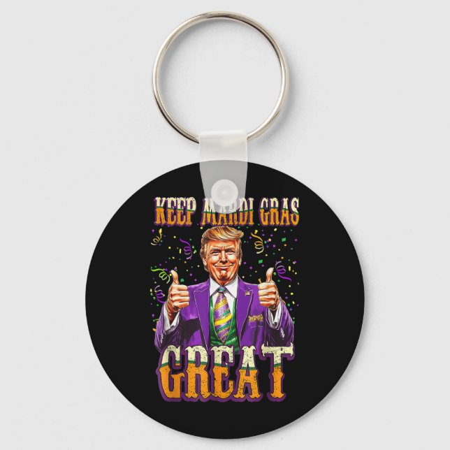 Porte-clés Mardi Gras Donald Trump Grand à nouveau drapeau am (Recto)