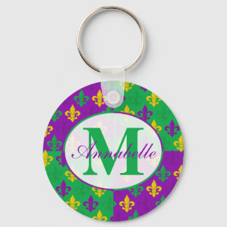 Porte-clés Mardi Gras Fleur de Lis Motif personnalisé