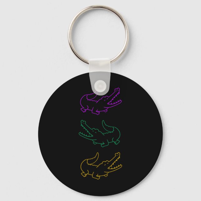 Porte-clés Mardi Gras Mardi Gras Gras Alligators Violet Vert  (Recto)